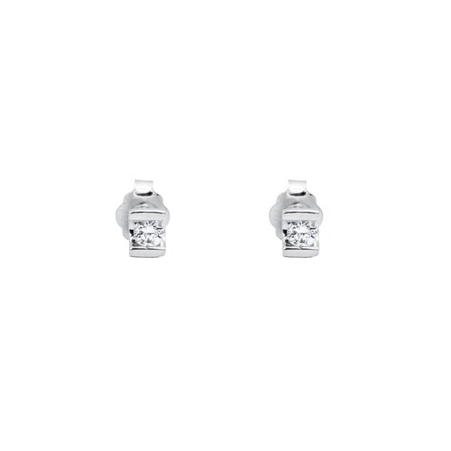 Aretes Diamantes 20 Puntos Oro Blanco 14 Kilates.