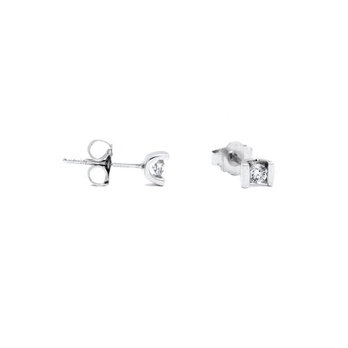 Aretes Diamantes 20 Puntos Oro Blanco 14 Kilates.