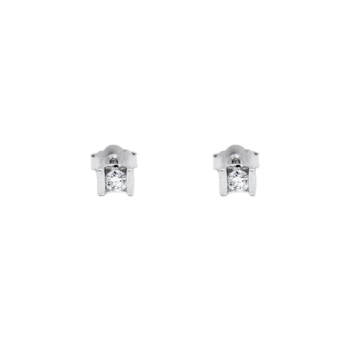 Aretes Diamantes 20 Puntos Oro Blanco 14 Kilates.