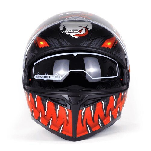 Casco cerrado para motocicleta RASEN Certificación DOT Color Negro con Rojo y Blanco