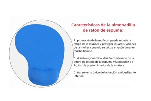 Mousepad Tapete Ergonomico De Gel Antideslizante Negro Raton Azul Lago
