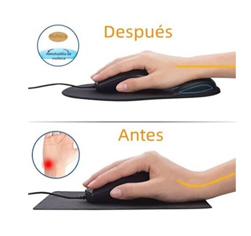 Mousepad Tapete Ergonomico De Gel Antideslizante Negro Raton Azul Lago