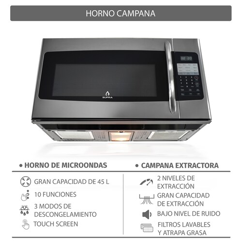 Horno De Microondas Con Campana Extractora Supra De 76 Cm