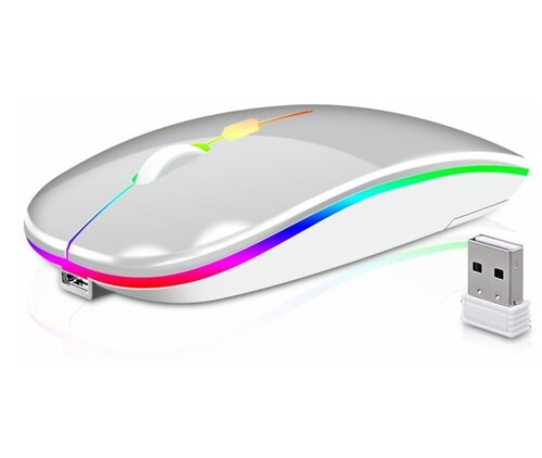 Ratón Inalámbrico 2.4g Bluetooth Recargable Portátil Mouse plateado
