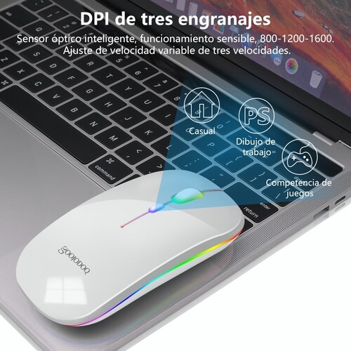 Ratón Inalámbrico 2.4g Bluetooth Recargable Portátil Mouse plateado