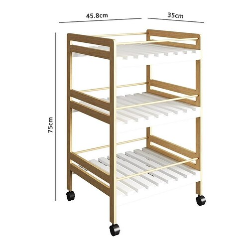 Mesa Carrito Auxiliar Cocina 2 Modulos 1 Puerta Con Bambu