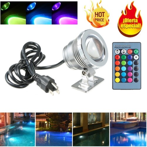Lámpara Led Rgb Sumergible Impermeable De 10w Para Alberca