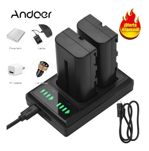 Kit De Batería Y Cargador + 2pcs Baterías Andoer Np-f550