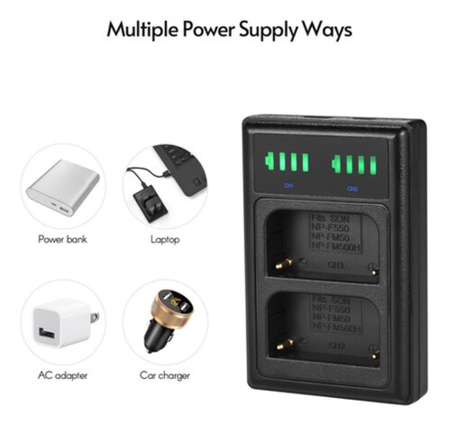 Kit De Batería Y Cargador + 2pcs Baterías Andoer Np-f550