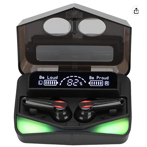 Audífonos Bluetooth M28 con luz LED y estuche de carga