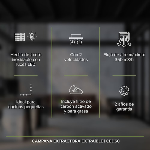 AVERA Campana Extractora Deslizable 60 CM Oculta CED60 