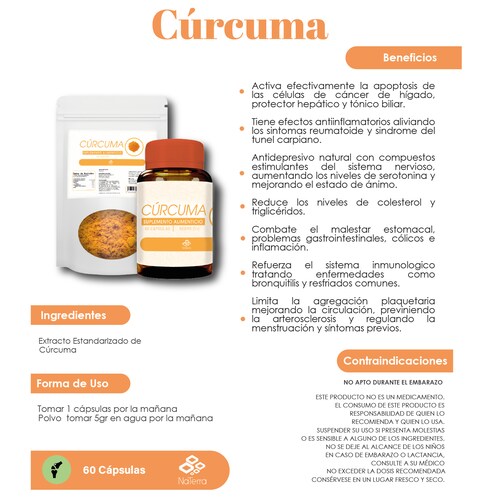 Cúrcuma NaTerra 60 Capsulas 