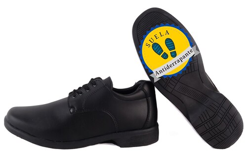 Zapato Escolar Niño casual moderno Negro agujetas 416-0-n.
