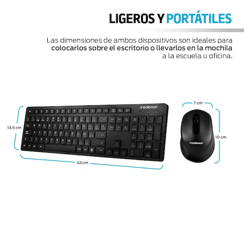 Teclado y Mouse Inalambricos con Receptor USB Redlemon
