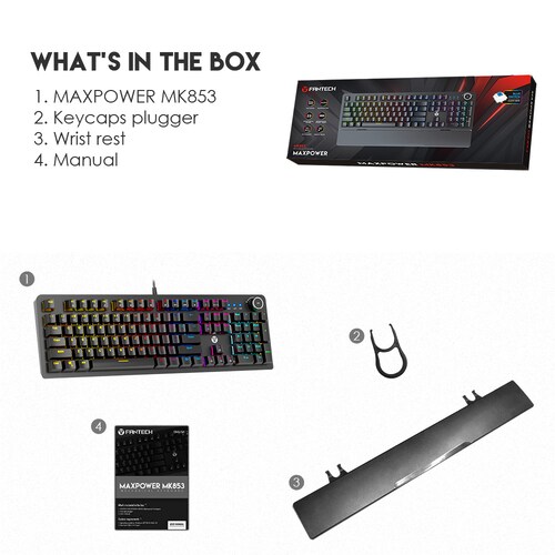 Teclado Mecánico MAXPOWER MK853 V2 Negro, Switch Rojo