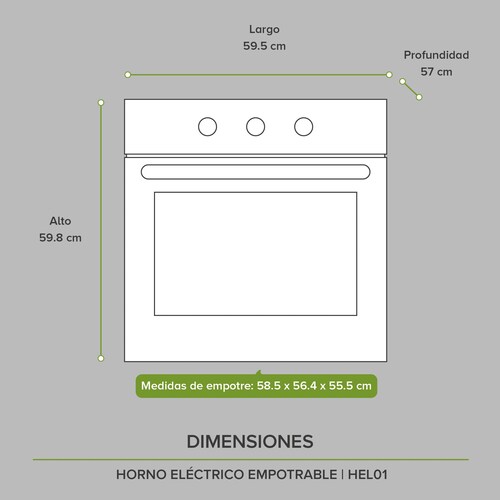 Horno Eléctrico 67 L Empotrable 9 Funciones Avera HEL01