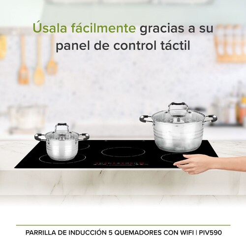 Parrilla Inducción 5 Zonas 90 CM Vidrio Tem WiFi Avera PIV590
