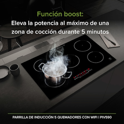 Parrilla Inducción 5 Zonas 90 CM Vidrio Tem WiFi Avera PIV590