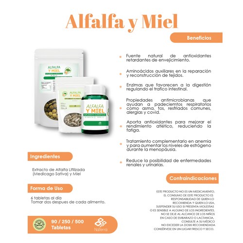Alfalfa y Miel 90 tabletas NaTerra