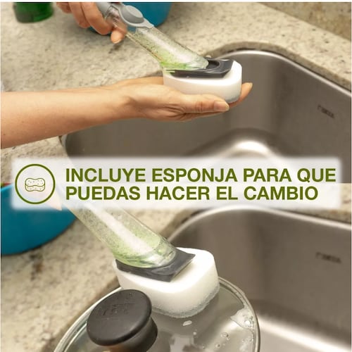 Cepillo Con Dispensador De Jabon Lava Trastes