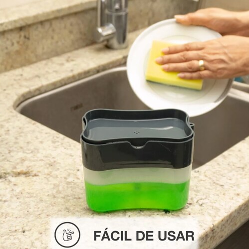 Dispensador De Jabon 2 En 1 Para Fibra Esponja Lava Trastes