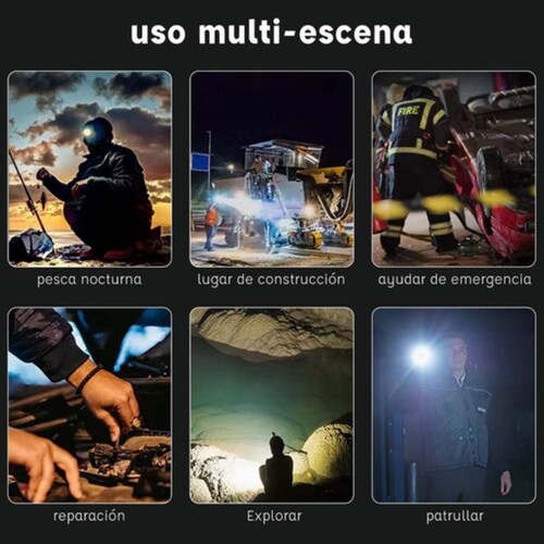 2pcs Lámpara Cabeza Recargable Usb 5 Led Lampara Minera azul