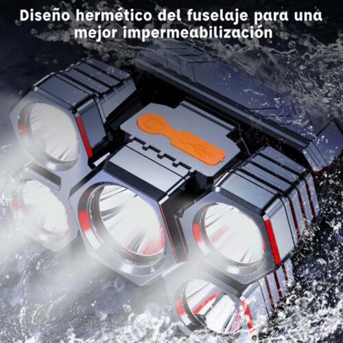 2pcs Lámpara Cabeza Recargable Usb 5 Led Lampara Minera azul