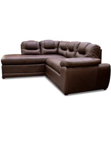 Sala de Piel Genuina Esquinera Izquierda Sofa y Cheise Sevilla Color chocolate - ConfortoPiel
