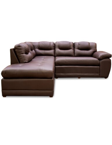 Sala de Piel Genuina Esquinera Izquierda Sofa y Cheise Sevilla Color chocolate - ConfortoPiel