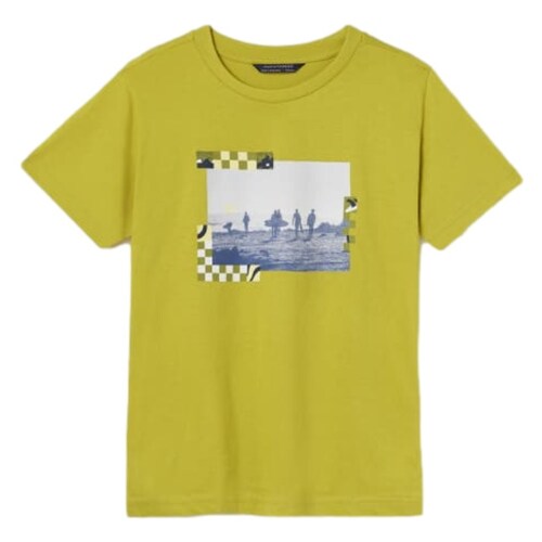 2 Playeras Algodón P Chico Marca Nukutavake Mayoral color Azufre-Blanco