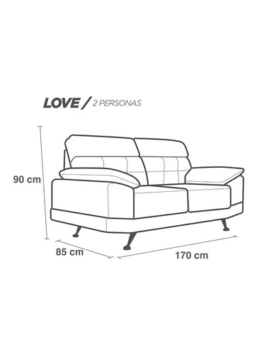 Love Seat de piel Genuina Dublin Color Gris Oxford - ConfortoPiel