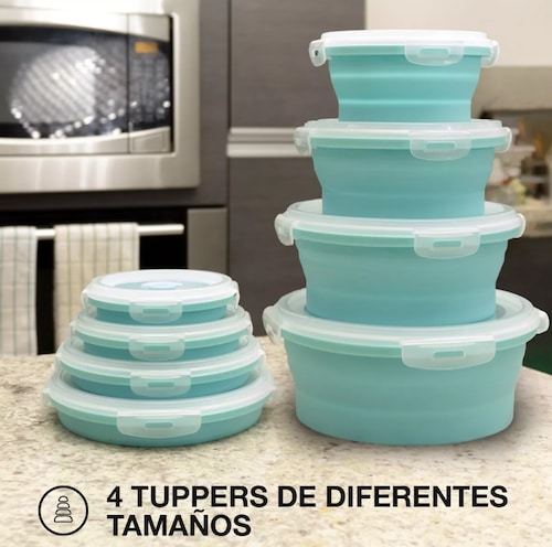 Contenedores Toppers Recipientes Expandible Retractil Kit 4