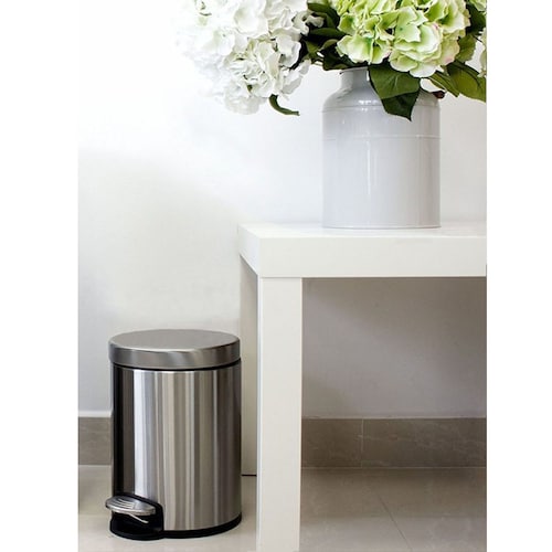 Bote de Basura con Pedal Chico 5 L, Acero Inoxidable. Plata. Elegante