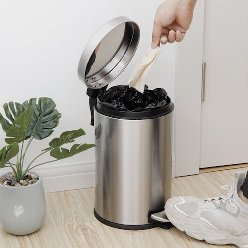 Bote de Basura con Pedal Chico 5 L, Acero Inoxidable. Plata. Elegante