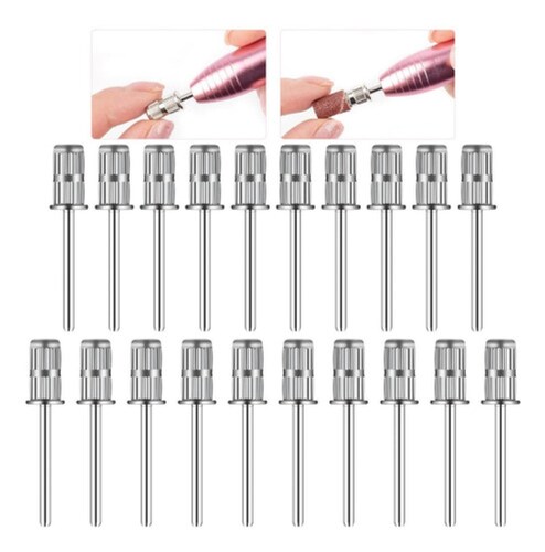 10 Pz Taladro Uñas Profesional Brocas Uñas Plateado