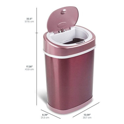 Bote de Basura con Sensor Automático. Mediano 15L Vino. Acero Inoxidable. Cocina u Oficina Sin Contacto