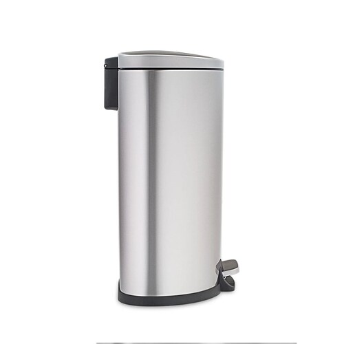 Bote de Basura Grande para Cocina, Baño, Oficina. 50 Litros, Acero Inoxidable. con Cubo Interior, Tapa y Pedal. Semicircular..