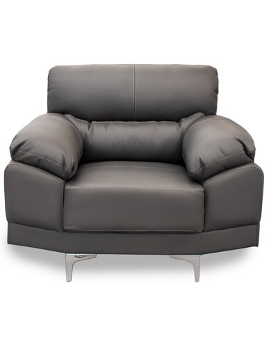 Sala de Piel Genuina Sofa,Love y Sillón Lisboa Color Gris Oxford - ConfortoPiel