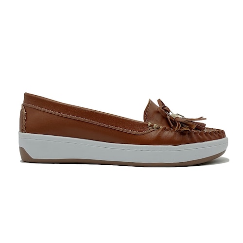 Rina Zapato Mocasín 936 Café Tan Moño Mujer Casual Confort