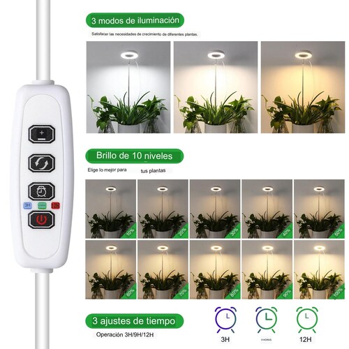 Lampara LED para plantas en Interior. Usala en Casa, Oficina. Departamento. Con timer.