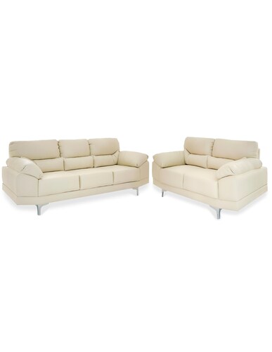 Sala de Piel Genuina Sofa y Love Seat  Lisboa Color Marfil - ConfortoPiel.