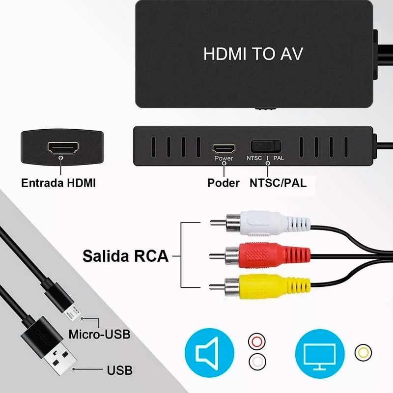 Convertidores de discount rca a hdmi