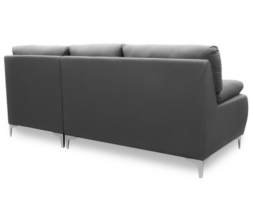 Sala de Piel Genuina Esquinera Derecha Sofa y Cheise Isabela Color Gris Oxford - ConfortoPiel.