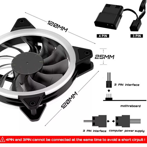 Kit 3 Ventiladores para PC Gaming 120mm,Ventilador de Alto