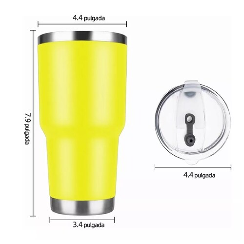 Termo Amarillo De Acero Inoxidable Caliente Y Frío De 30 Onz