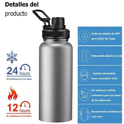 Termo Deportivo Portatil Frio/calor Acero Inoxidable 1 Litro