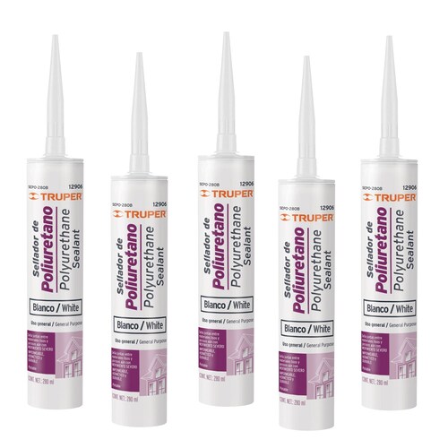 Sellador de poliuretano de 280 ml, blanco, Truper Incluye 5 piezas uso general 