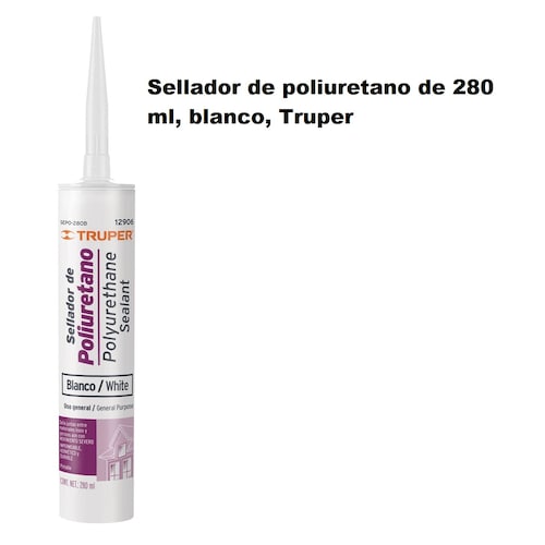 Sellador de poliuretano de 280 ml, blanco, Truper Incluye 5 piezas uso general 