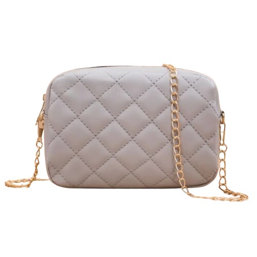 Bolsita Color Gris con Cadenida Moda Mujer Niña