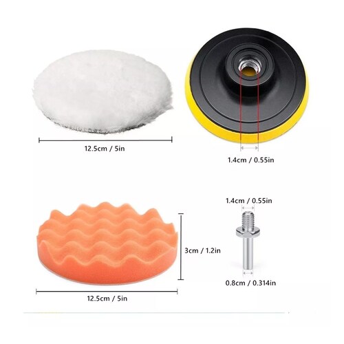 Kit Pulido De Esponjas 7 Piezas Borla De 5 Pulgadas